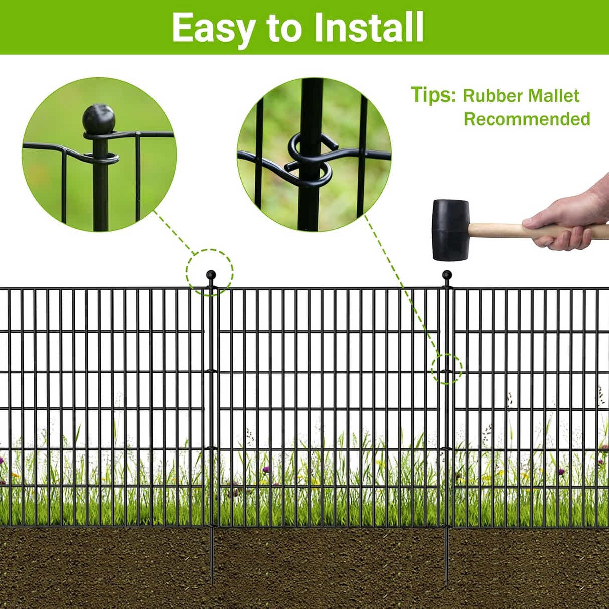 DS BS 10 Pack Metal Garden Barrier Fence Animal Fence Panels,Garden Border