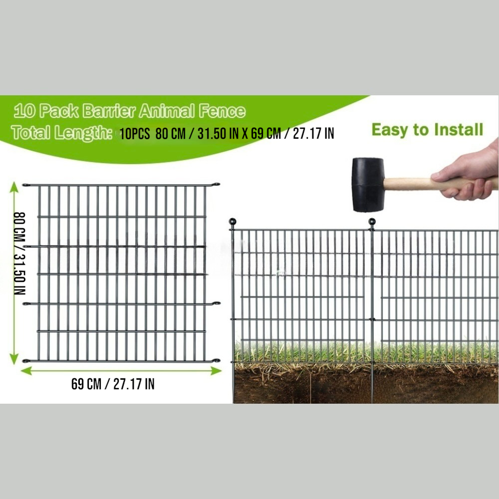 DS BS 10 Pack Metal Garden Barrier Fence Animal Fence Panels,Garden Border