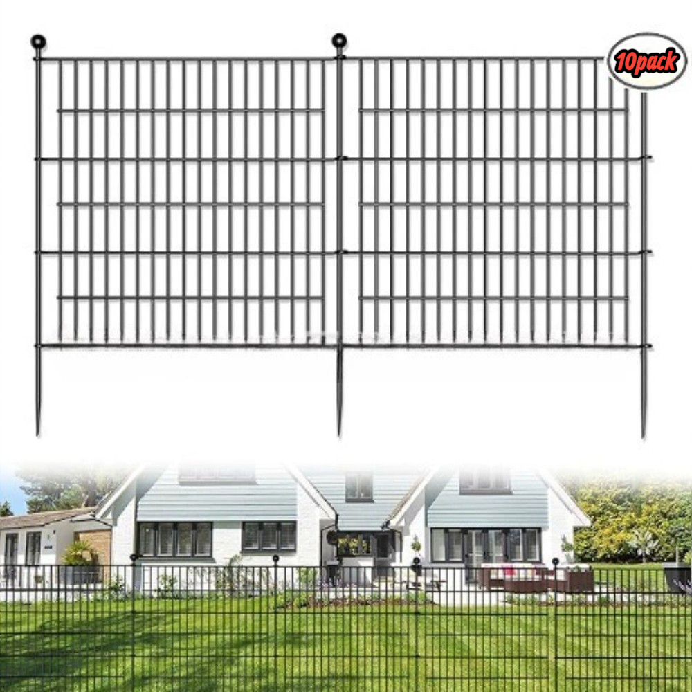 DS BS 10 Pack Metal Garden Barrier Fence Animal Fence Panels,Garden Border