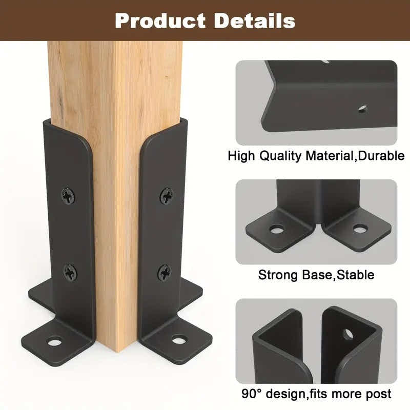 DS BS 8 Pack Post Anchor Brackets for Wood Fence Posts