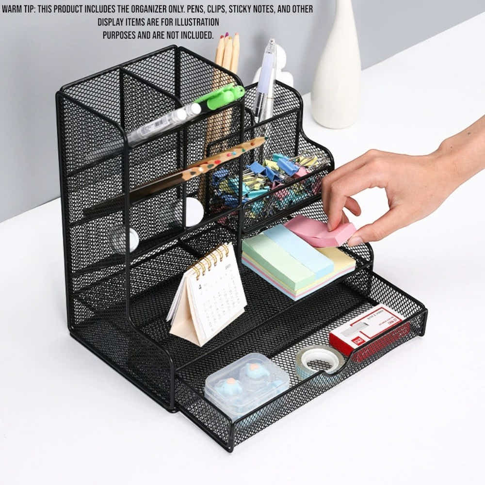 DS BS Mesh Desk Organizer with Drawer Pen Holder
