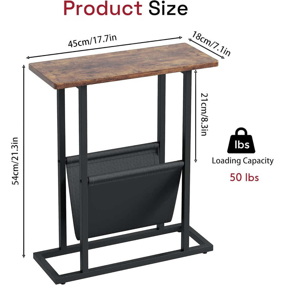 DS BS Narrow Side Table with Magazine Holder