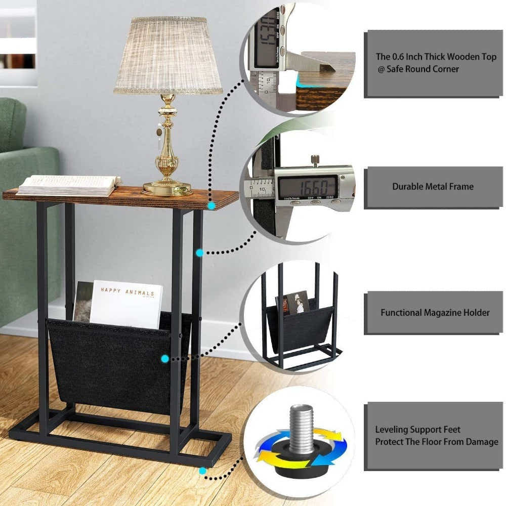 DS BS Narrow Side Table with Magazine Holder
