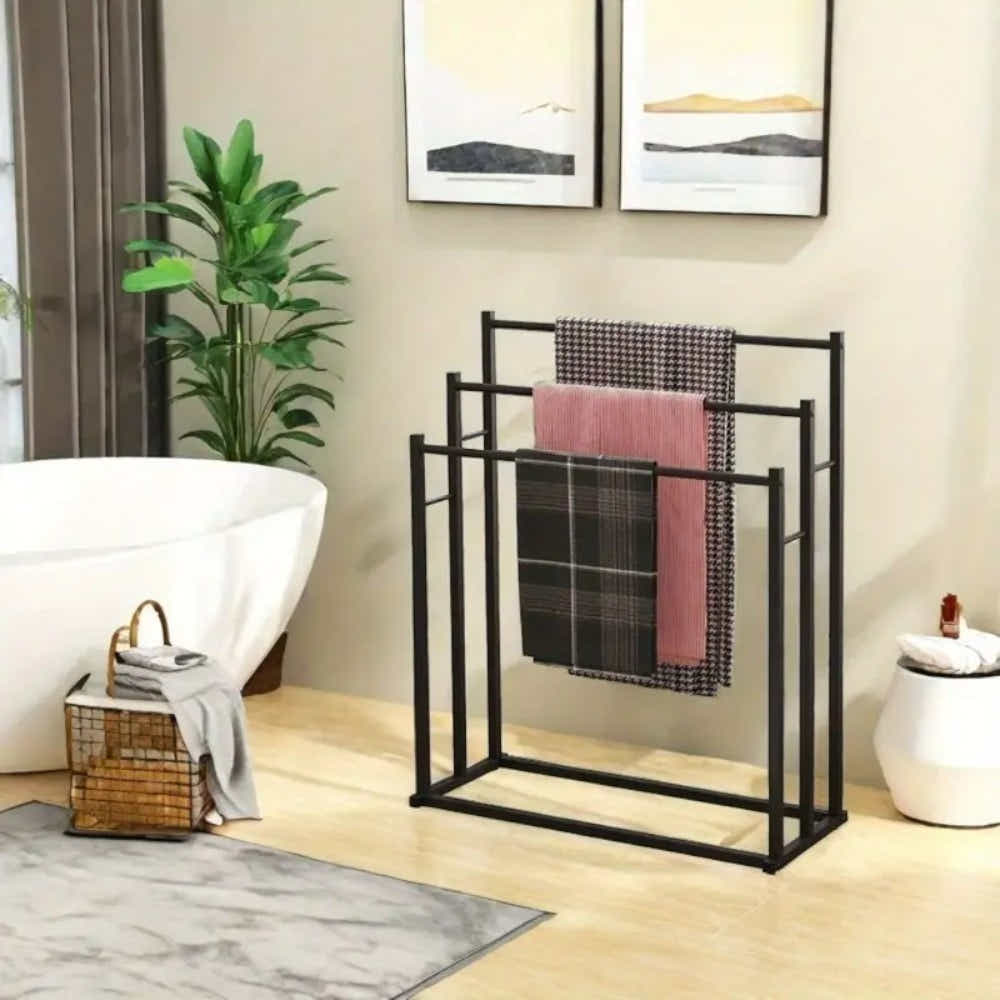 DS BS Free Standing 3 Tier Metal Towel Rack Bathroom Towel Holder