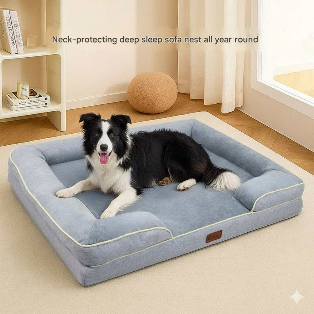 DS BS Orthopedic Memory Foam Dog Bed with Bolster Sides - XL