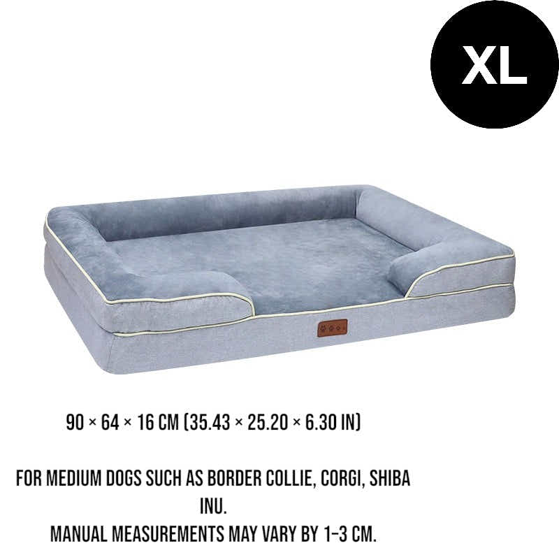 DS BS Orthopedic Memory Foam Dog Bed with Bolster Sides - XL