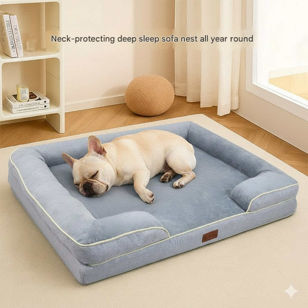 DS BS Orthopedic Memory Foam Dog Bed with Bolster Sides - L