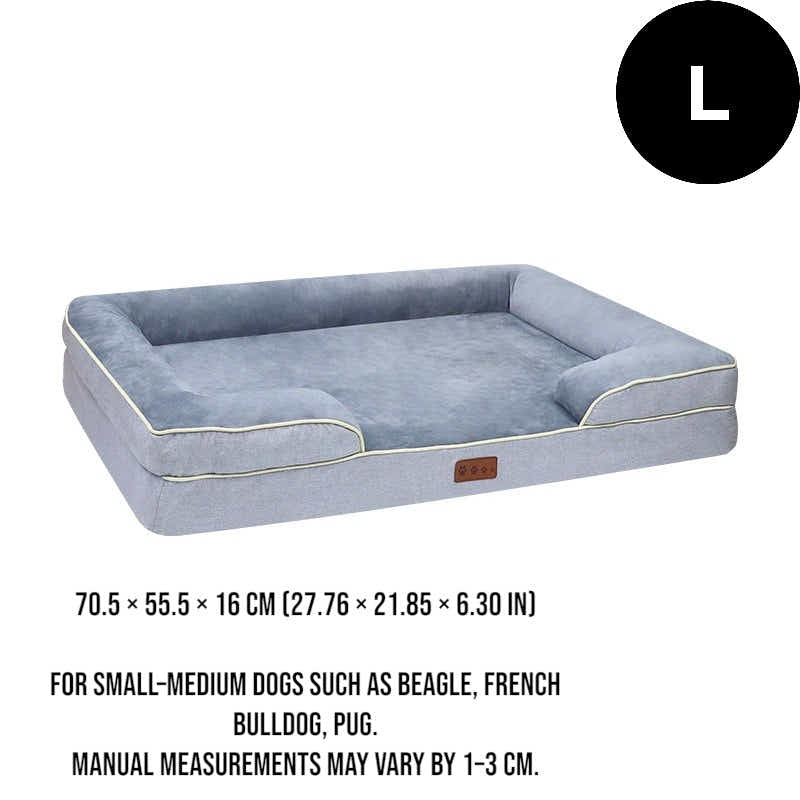 DS BS Orthopedic Memory Foam Dog Bed with Bolster Sides - L