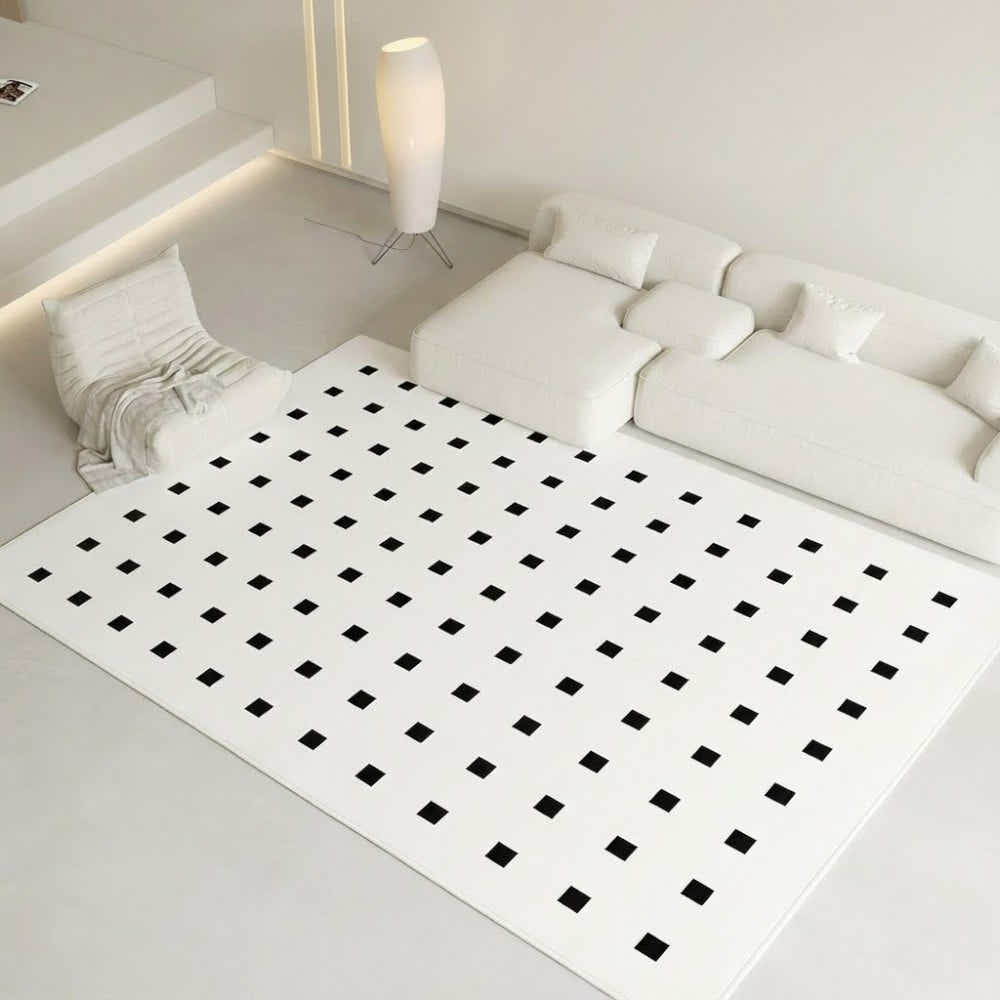 DS BS Area Rug 160x250cm Modern Minimalist Living Room Carpet - Pure White Grid