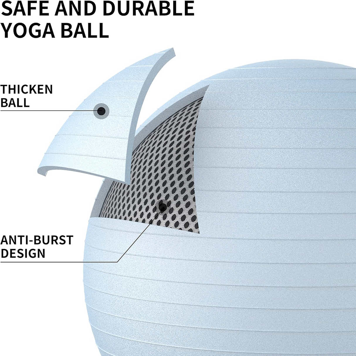 DS BS 65cm Yoga Ball Thick Anti Burst Exercise Ball - Blue