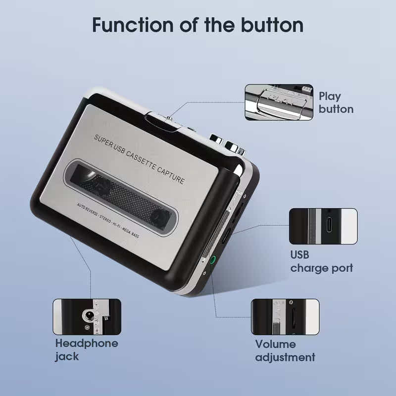 DS BS USB Cassette Capture Player to MP3 Converter Portable Walkman Stereo Sound