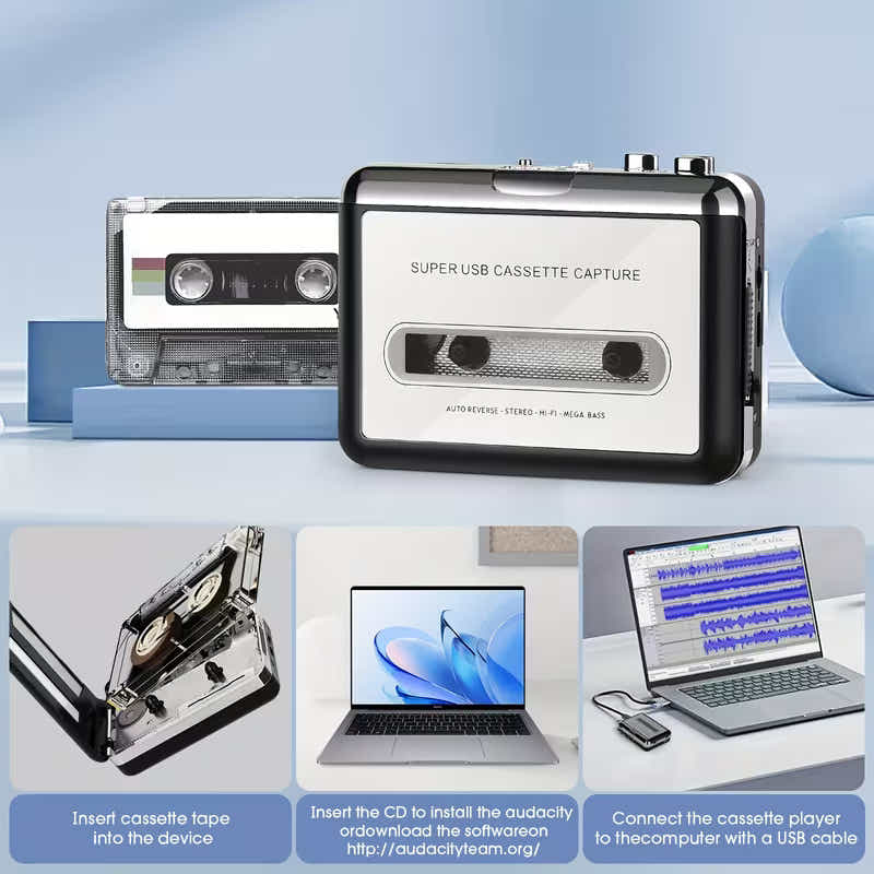 DS BS USB Cassette Capture Player to MP3 Converter Portable Walkman Stereo Sound