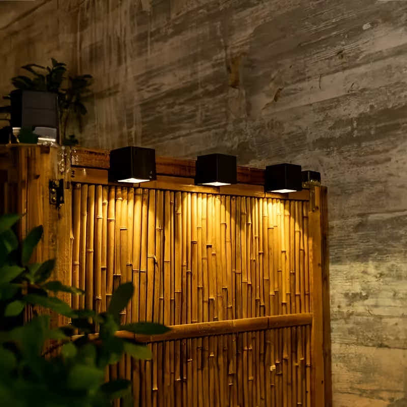 DS BS Solar Square Wall Lamp Outdoor Waterproof LED Fence Light Smart Sensor