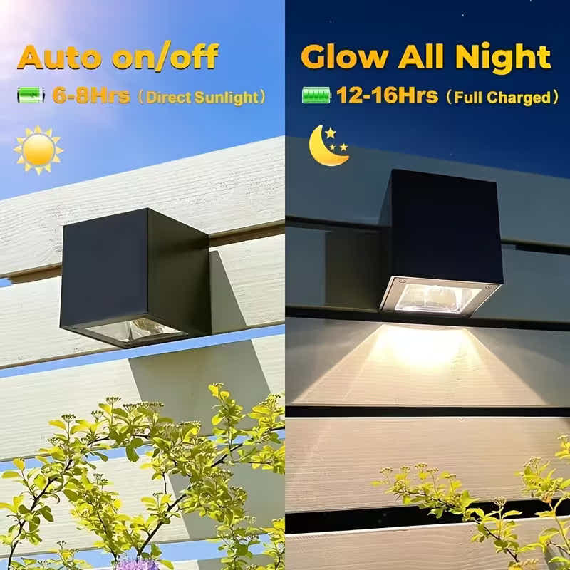 DS BS Solar Square Wall Lamp Outdoor Waterproof LED Fence Light Smart Sensor