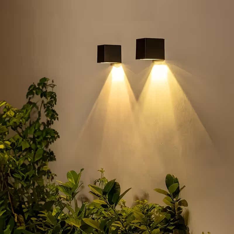 DS BS Solar Square Wall Lamp Outdoor Waterproof LED Fence Light Smart Sensor