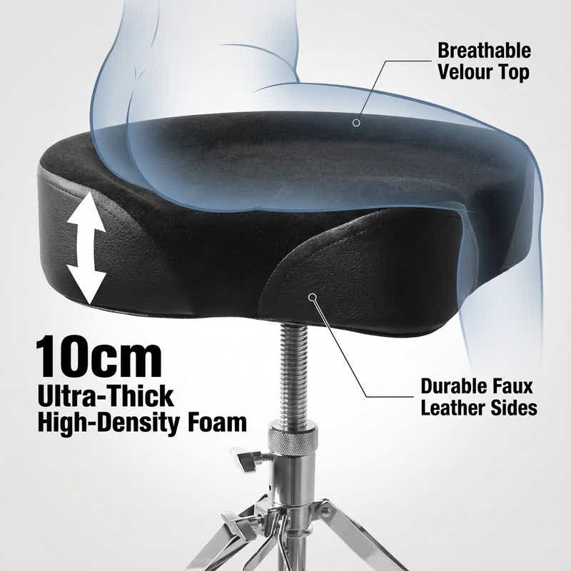 DS BS Drum Stool Saddle Throne Double Braced Tripod Base