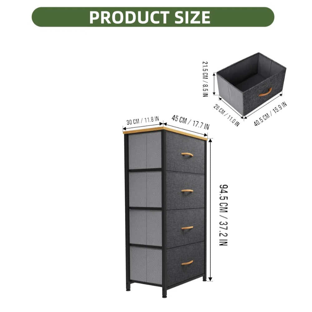 DS BS 4 Drawers Steel Frame Fabric Storage Chest-Dark Gray