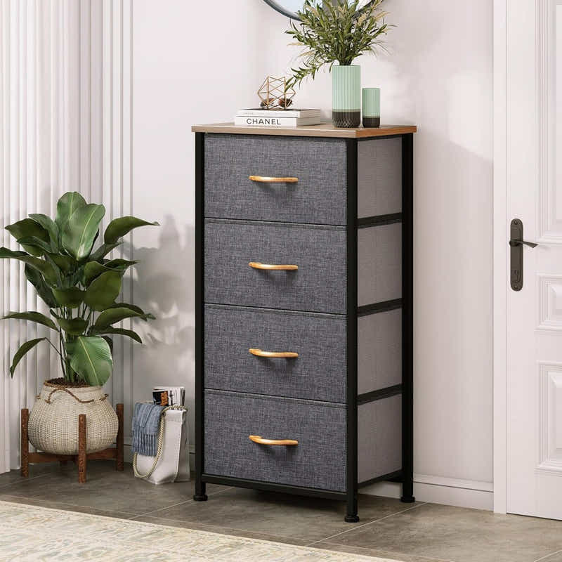DS BS 4 Drawers Steel Frame Fabric Storage Chest-Dark Gray