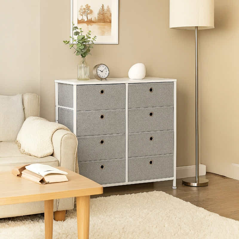 DS BS 8 Drawers Steel Frame Fabric Storage Chest- Gray