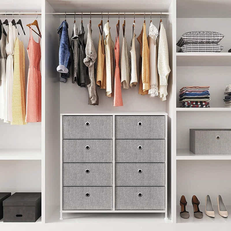 DS BS 8 Drawers Steel Frame Fabric Storage Chest- Gray