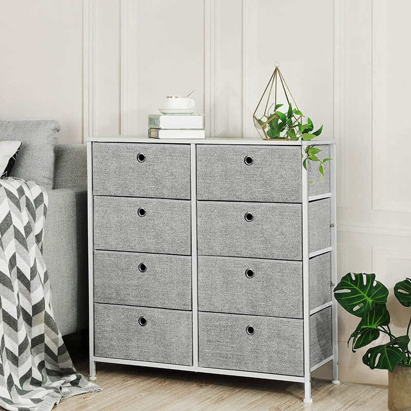 DS BS 8 Drawers Steel Frame Fabric Storage Chest- Gray