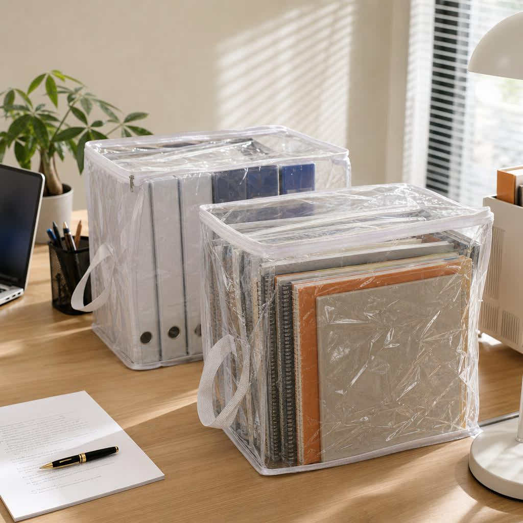 DS BS 2-Pack Clear Storage Bags | Cream White, Large