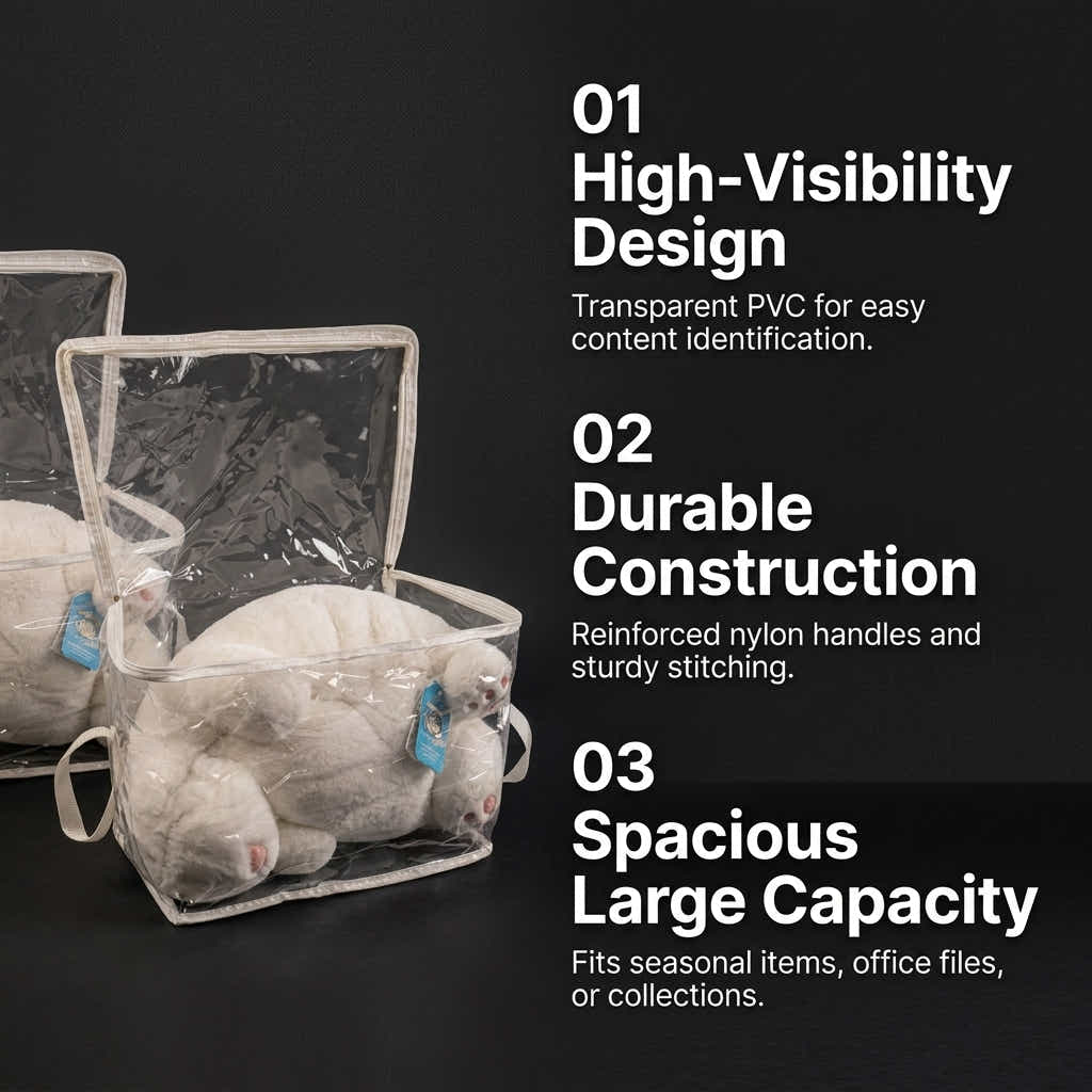 DS BS 2-Pack Clear Storage Bags | Cream White, Large