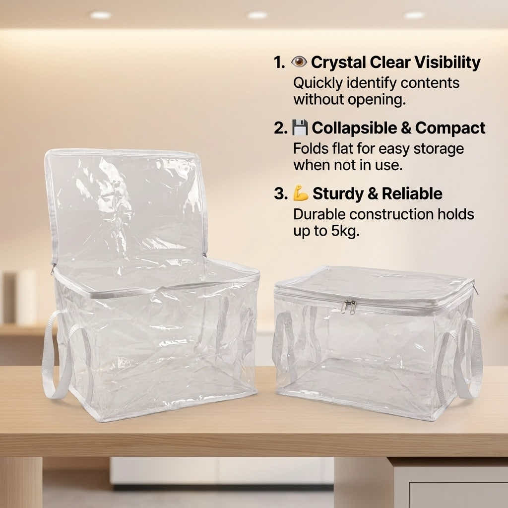DS BS 2-Pack Clear Storage Bags | Cream White, Large