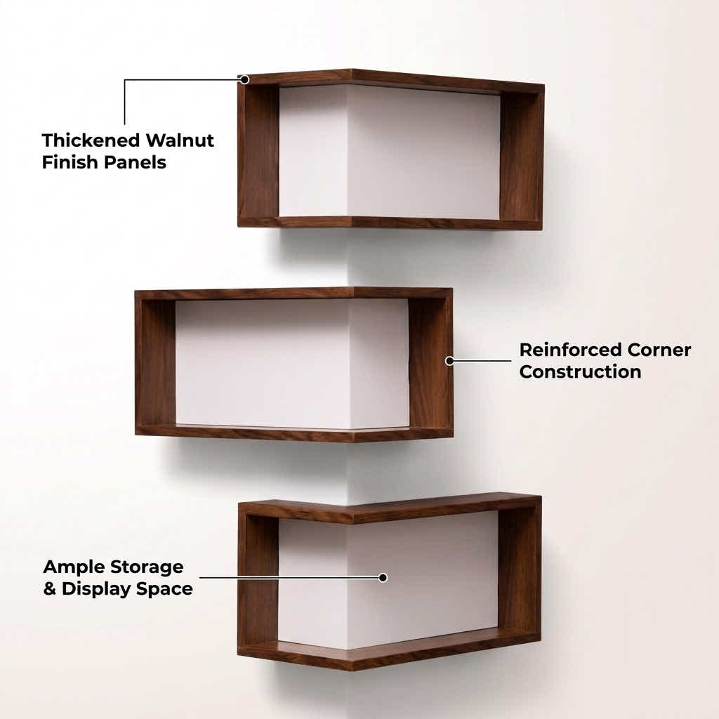 DS BS Corner Floating Shelves | Walnut color