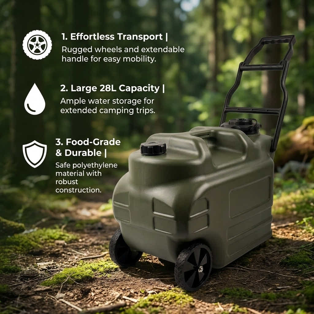 DS BS Wheeled Camping Water Jug | Green