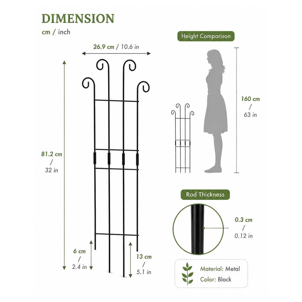 DS BS 4 Pcs Metal Garden Trellis for Climbing Plants