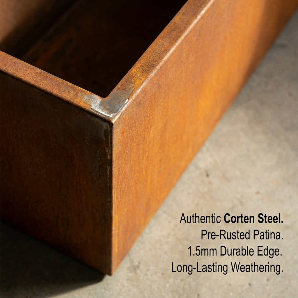 DS BS Rectangular Corten Steel Planter Rusted finish - 100 cm