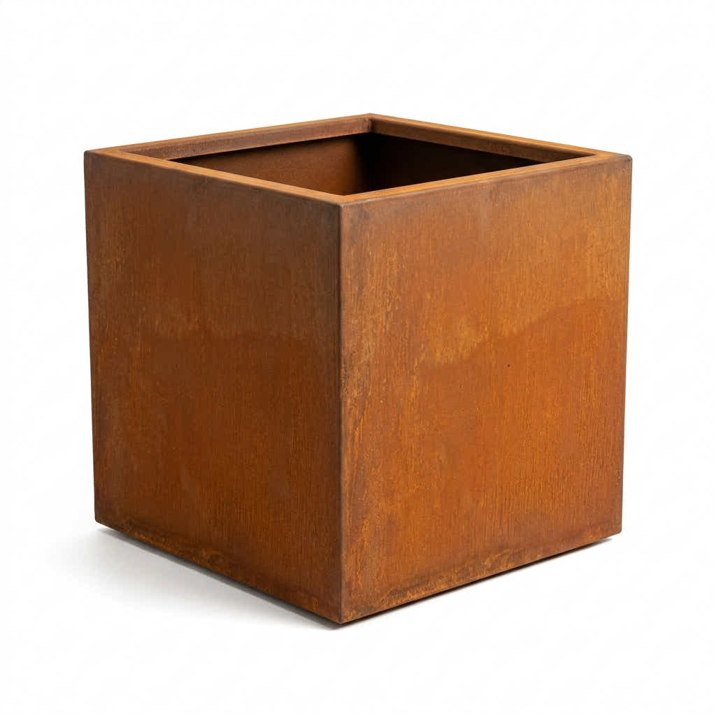 DS BS Square Corten Steel Planter Box | Rusted finish