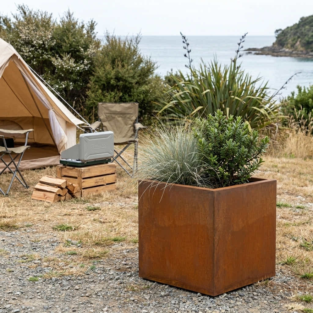 DS BS Square Corten Steel Planter Box | Rusted finish