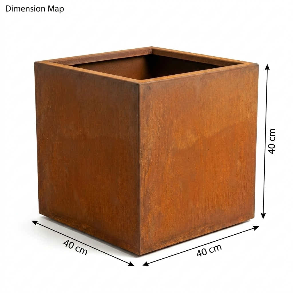 DS BS Square Corten Steel Planter Box | Rusted finish
