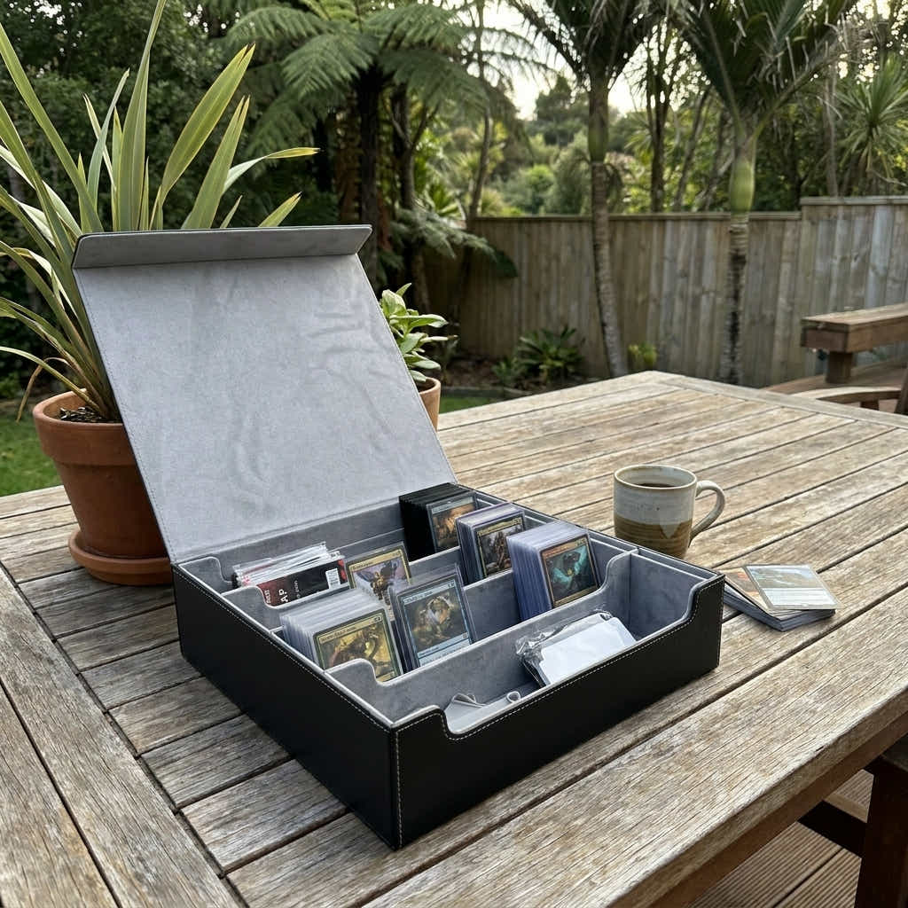 DS BS 4-Row Trading Card Storage Box | Black & Gray