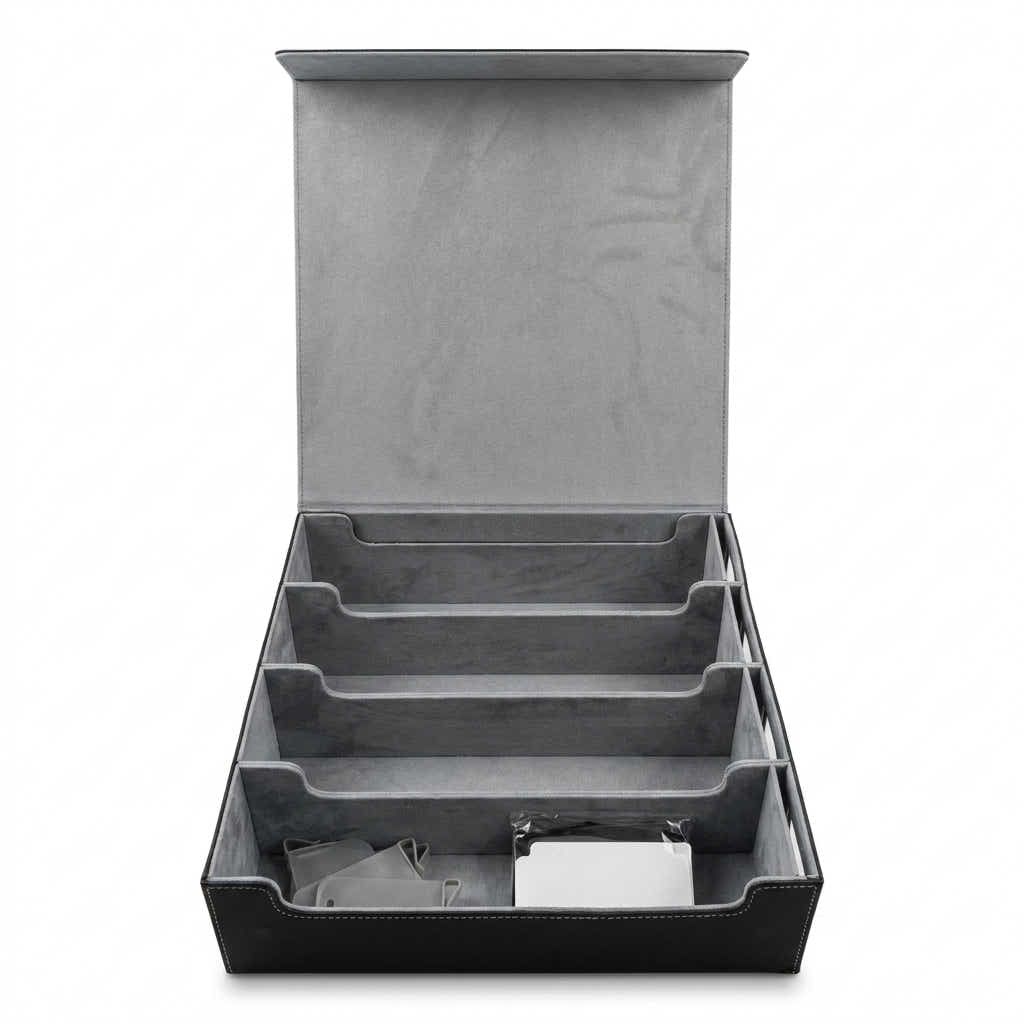 DS BS 4-Row Trading Card Storage Box | Black & Gray