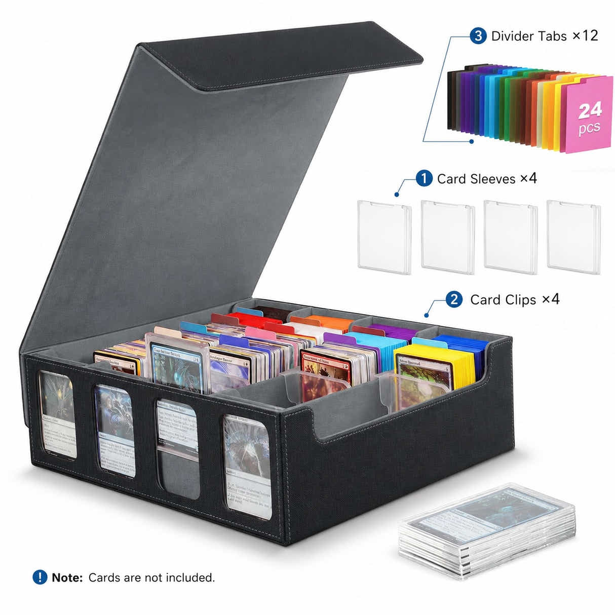 DS BS 4-Row Trading Card Storage Box | Black & Gray