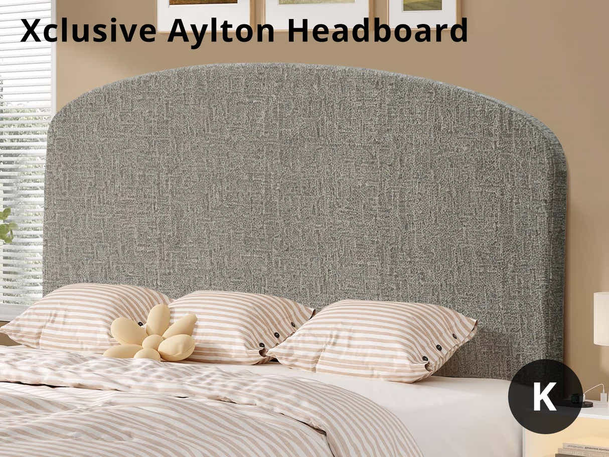 DS Xclusive Aylton Headboard Chenile Grey King