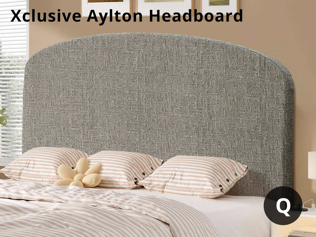 DS Xclusive Aylton Headboard Chenile Grey Queen