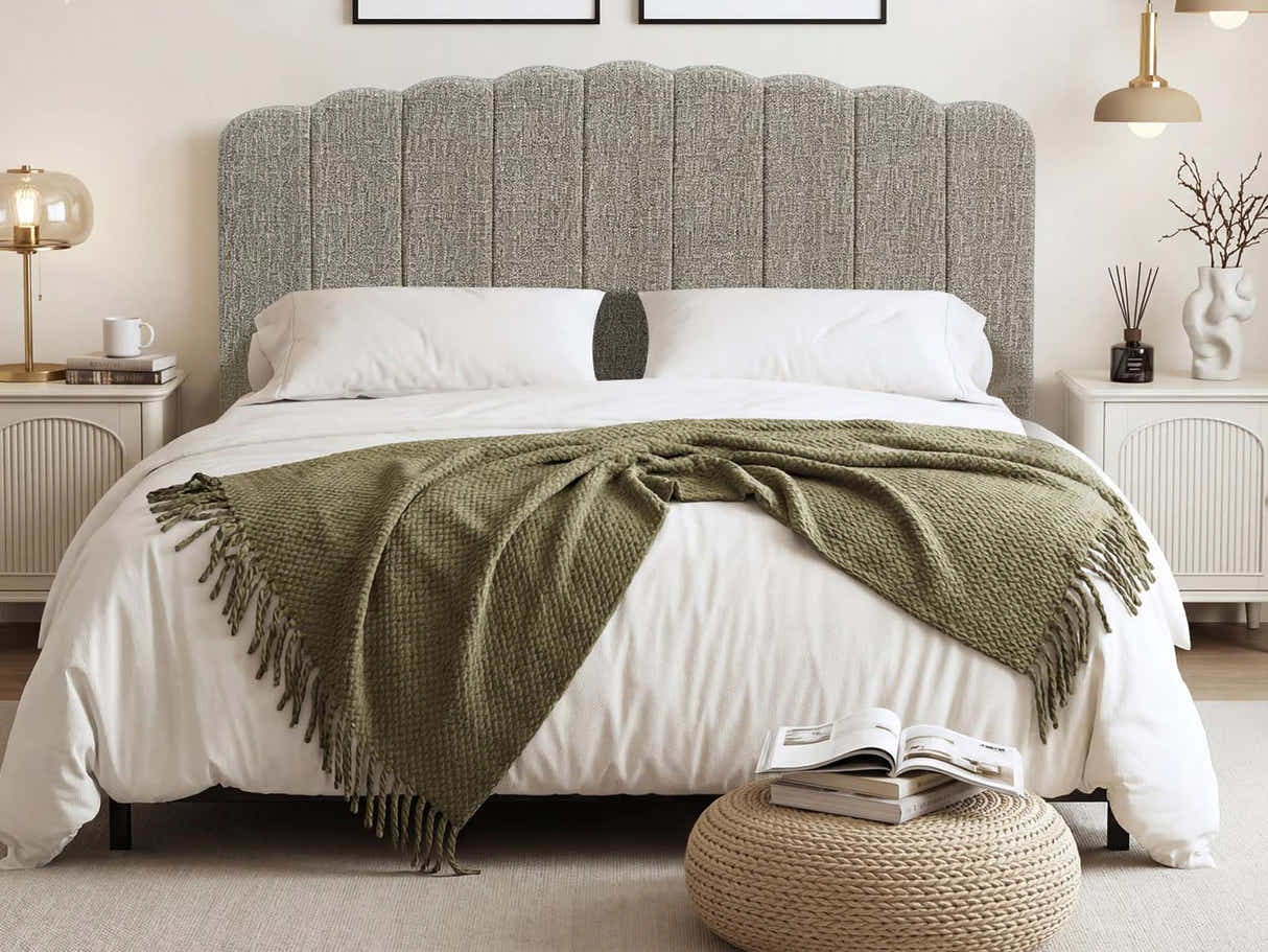 DS Purton Headboard Chenile Grey Queen