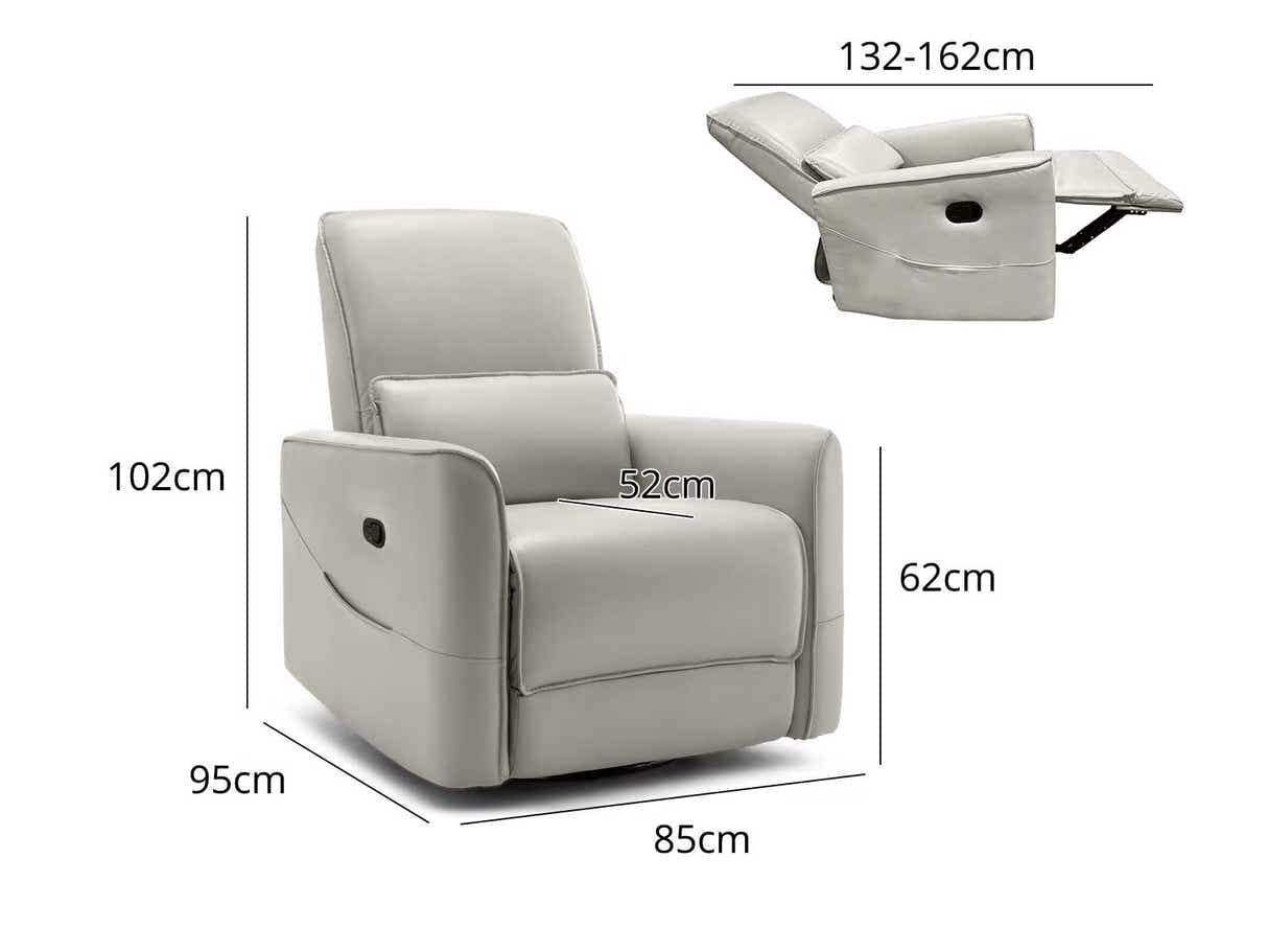 Rodger Air Leather Manual Recliner Chair - Beige