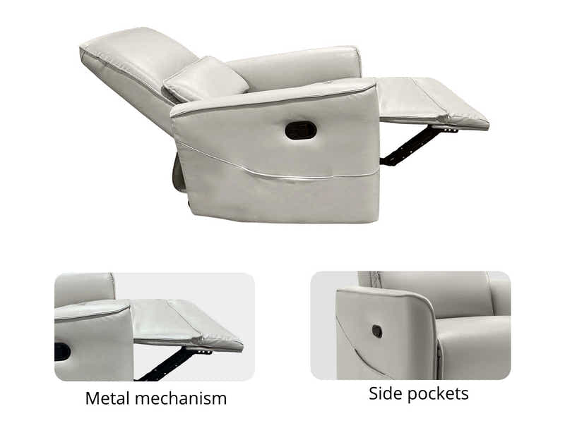 DS Rodger Air Leather Manual Recliner Chair Beige