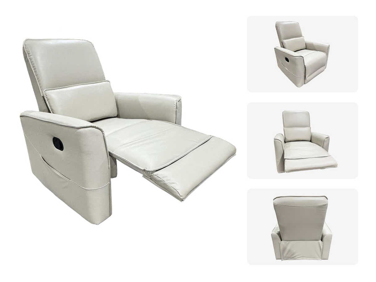 Rodger Air Leather Manual Recliner Chair - Beige