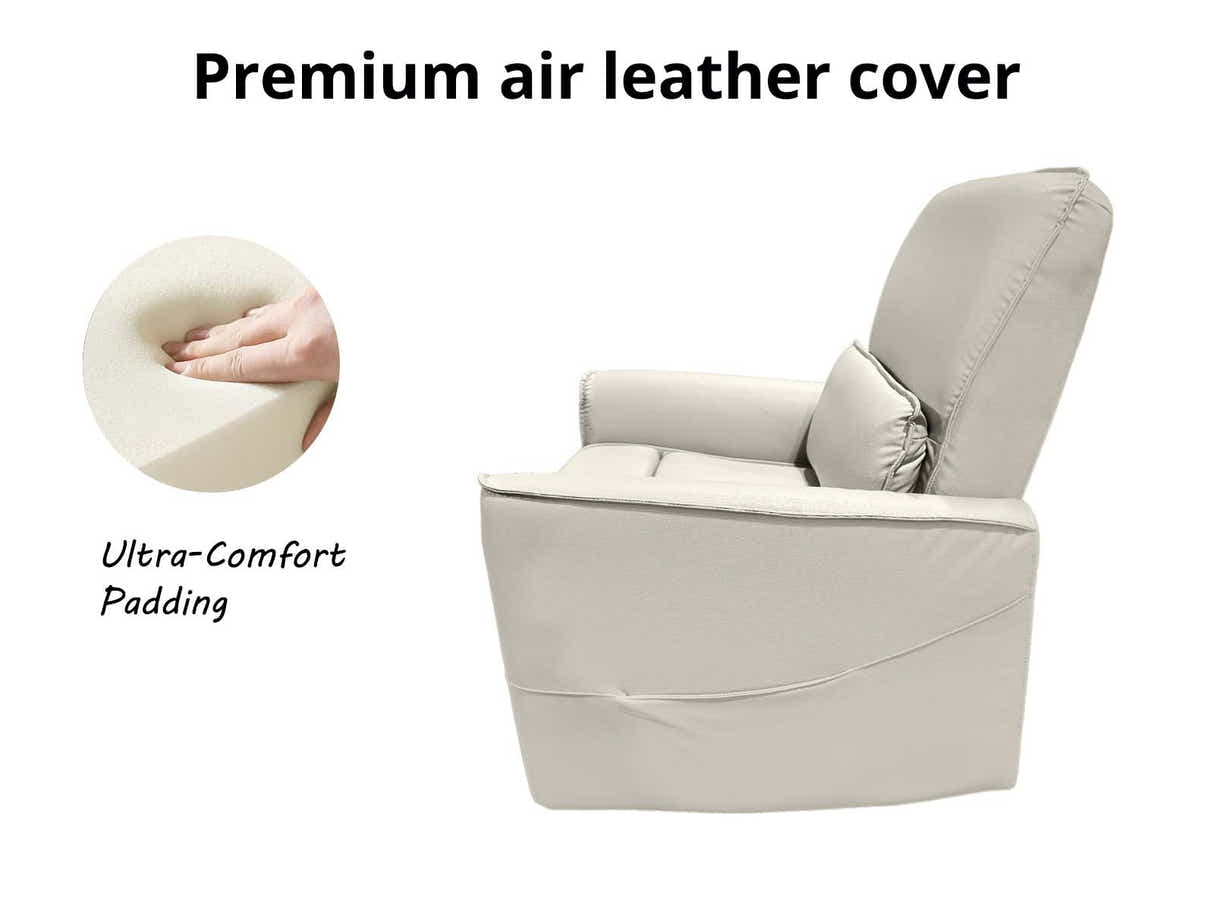 Rodger Air Leather Manual Recliner Chair - Beige