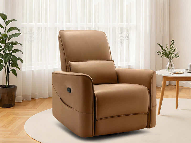DS Rodger Air Leather Manual Recliner Chair Brown
