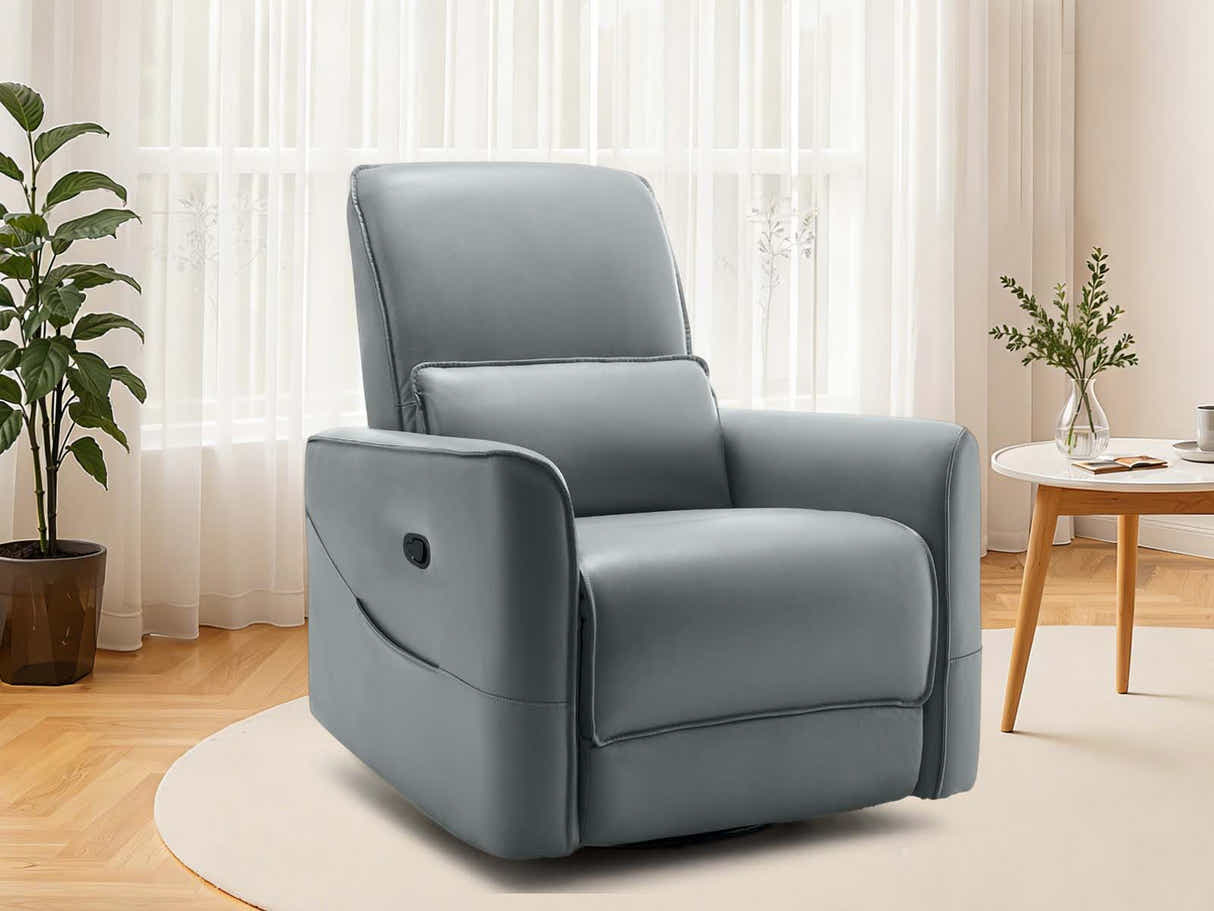 Rodger Air Leather Manual Recliner Chair - Grey