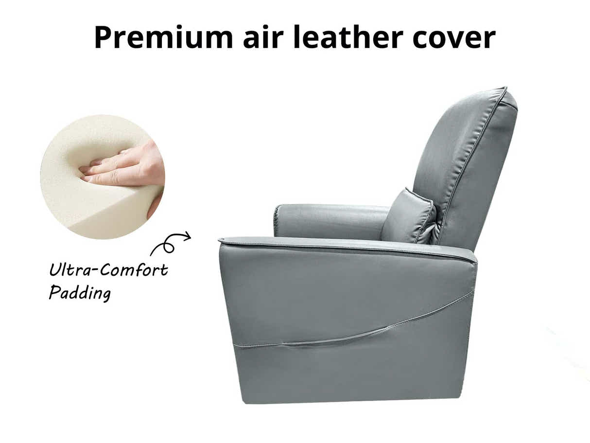 Rodger Air Leather Manual Recliner Chair - Grey
