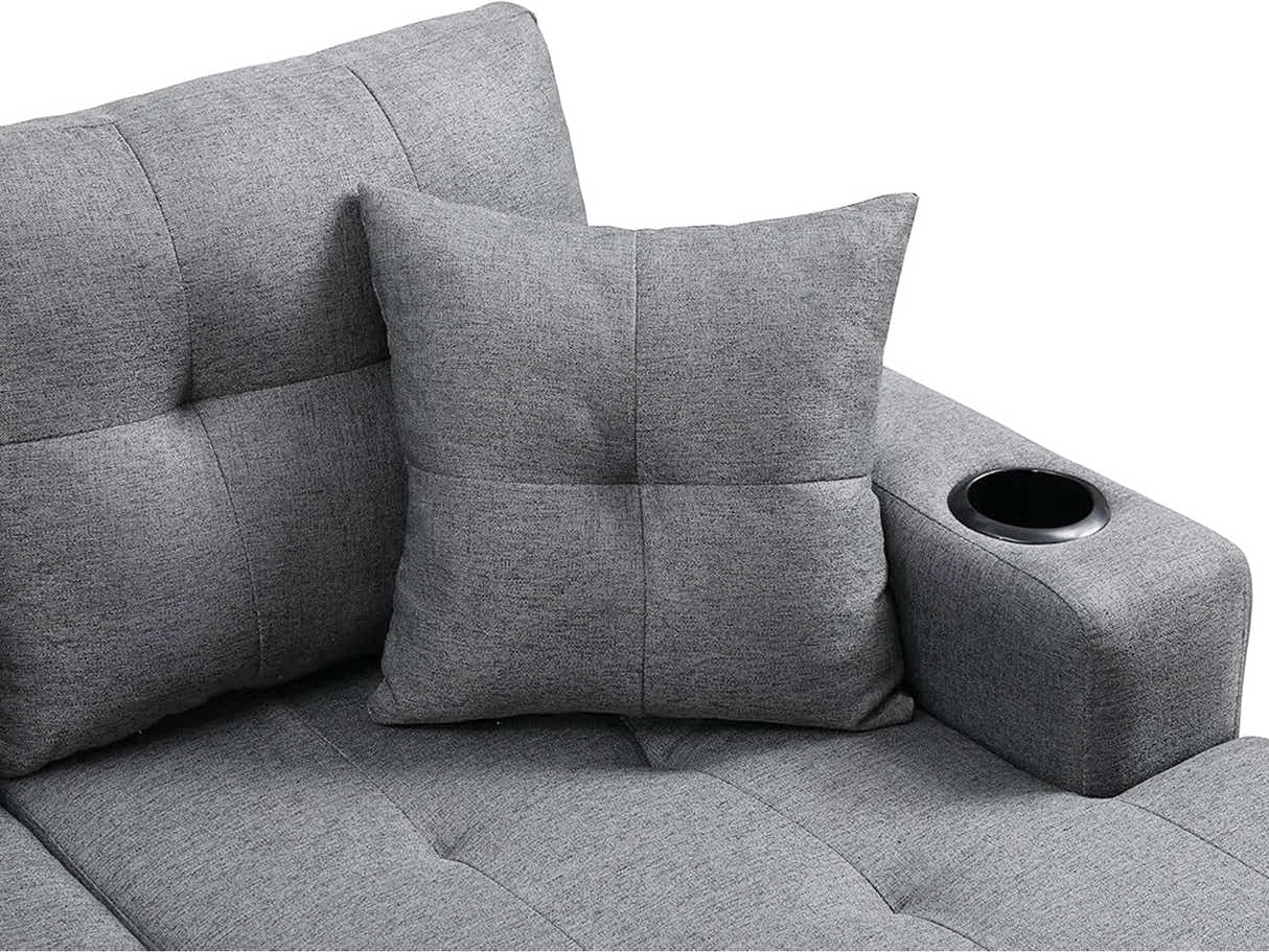 DS New Marcia Sectional Sofa with Chaise Linen - Grey