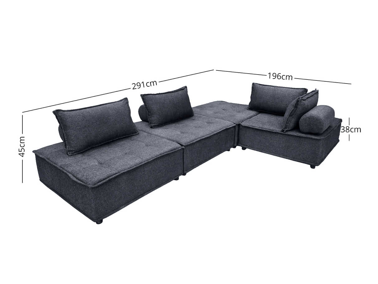Suellen Sectional Sofa Set Chenille - Dark Grey